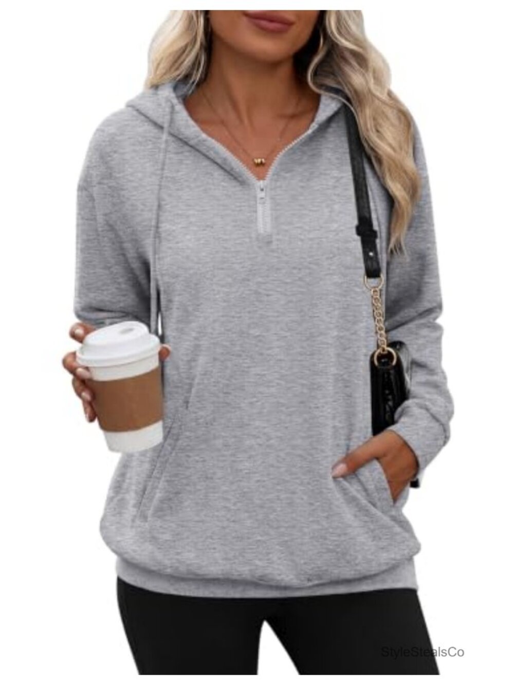 Women's 1/4 Zip Fleece Pullover Oversized Crewneck Half Zip Hoodie Sweatshirt